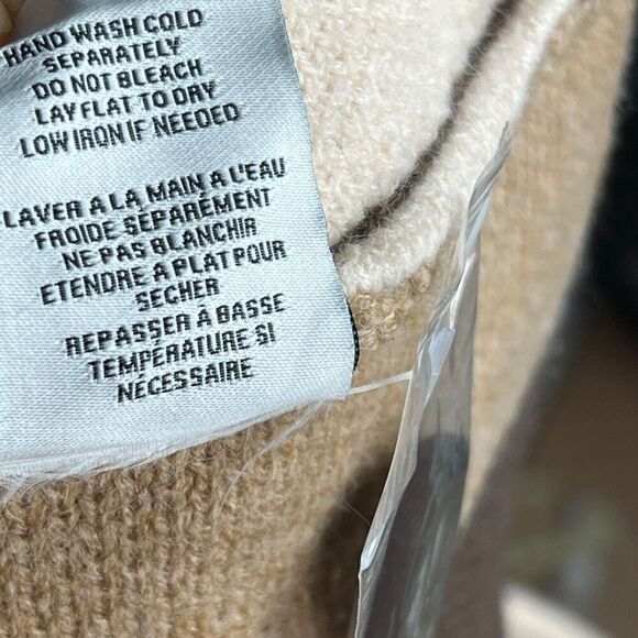 Oat New York Sweater WMNS S Brown Striped Cardigan Preppy Grandpa Monotone Tan - Picture 6 of 9